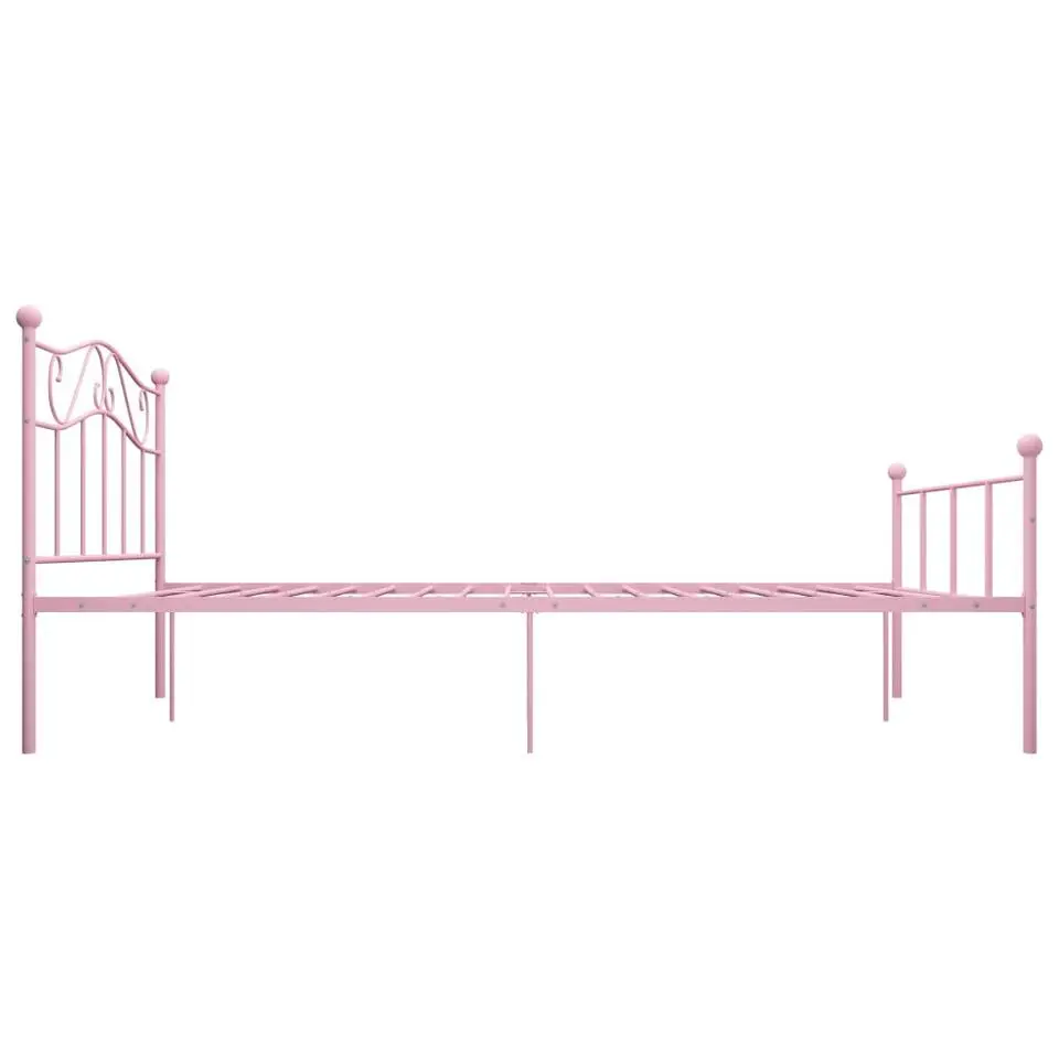 vidaXL - Tweepersoonsbed met hoofdeinde - Roze - Metaal - 160x200 cm