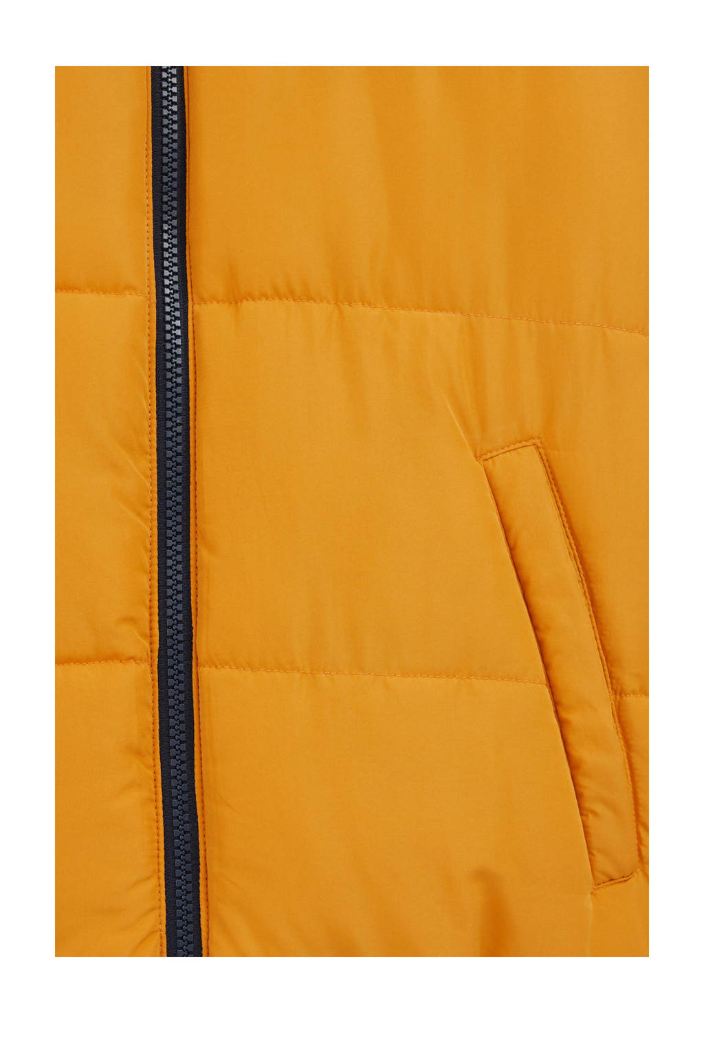 WE Fashion reversible gewatteerde winterjas geel/donkerblauw/olijfgroen