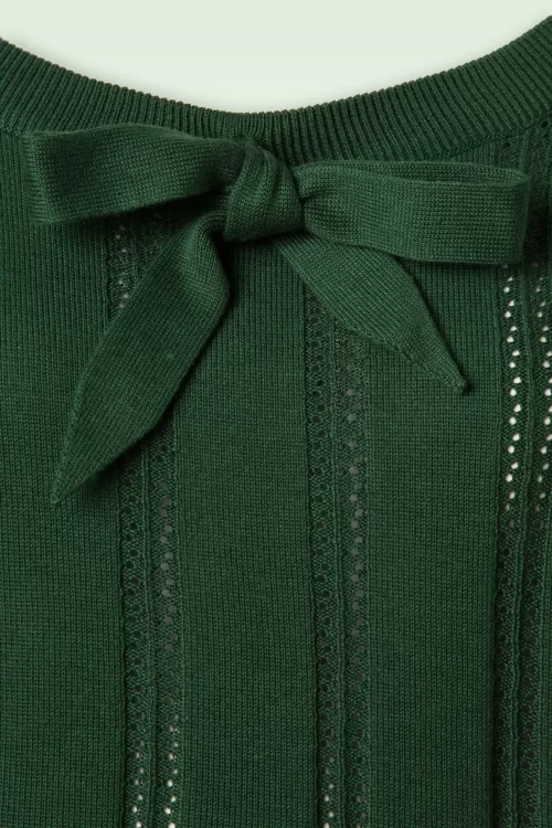 Banned Retro Belle Bow Pointelle-top in bosgroen