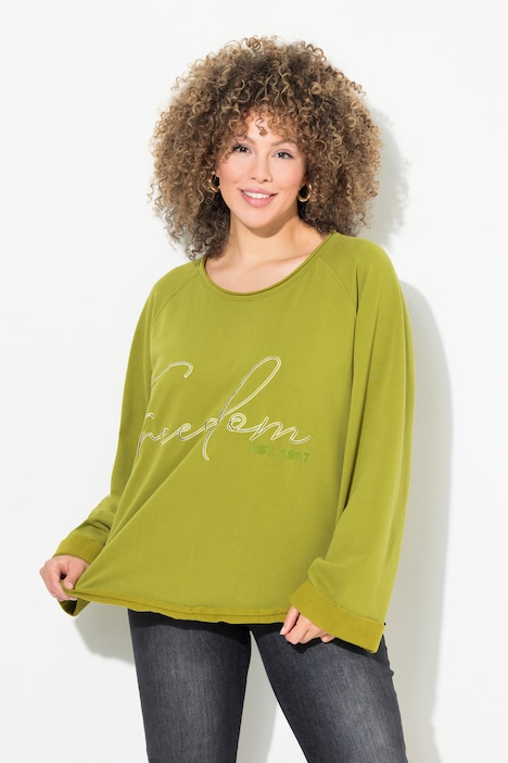 Sweatshirt, Stickerei, Rundhals, Langarm, Rollkanten