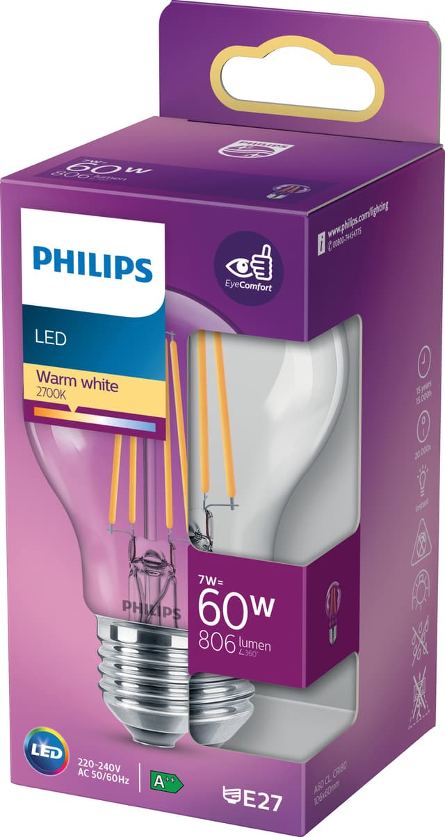 Philips LED-elpære 7W E27