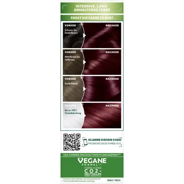 Ultra Crème Coloration Dauerhafte Pflege-Haarfarbe 3.6 Dunkle Kirsche
