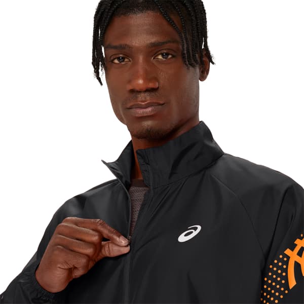 Veste running ASICS ICON JACKET PERFORMANCE PERFORMANCE BLACK/STADIUM ORANGE