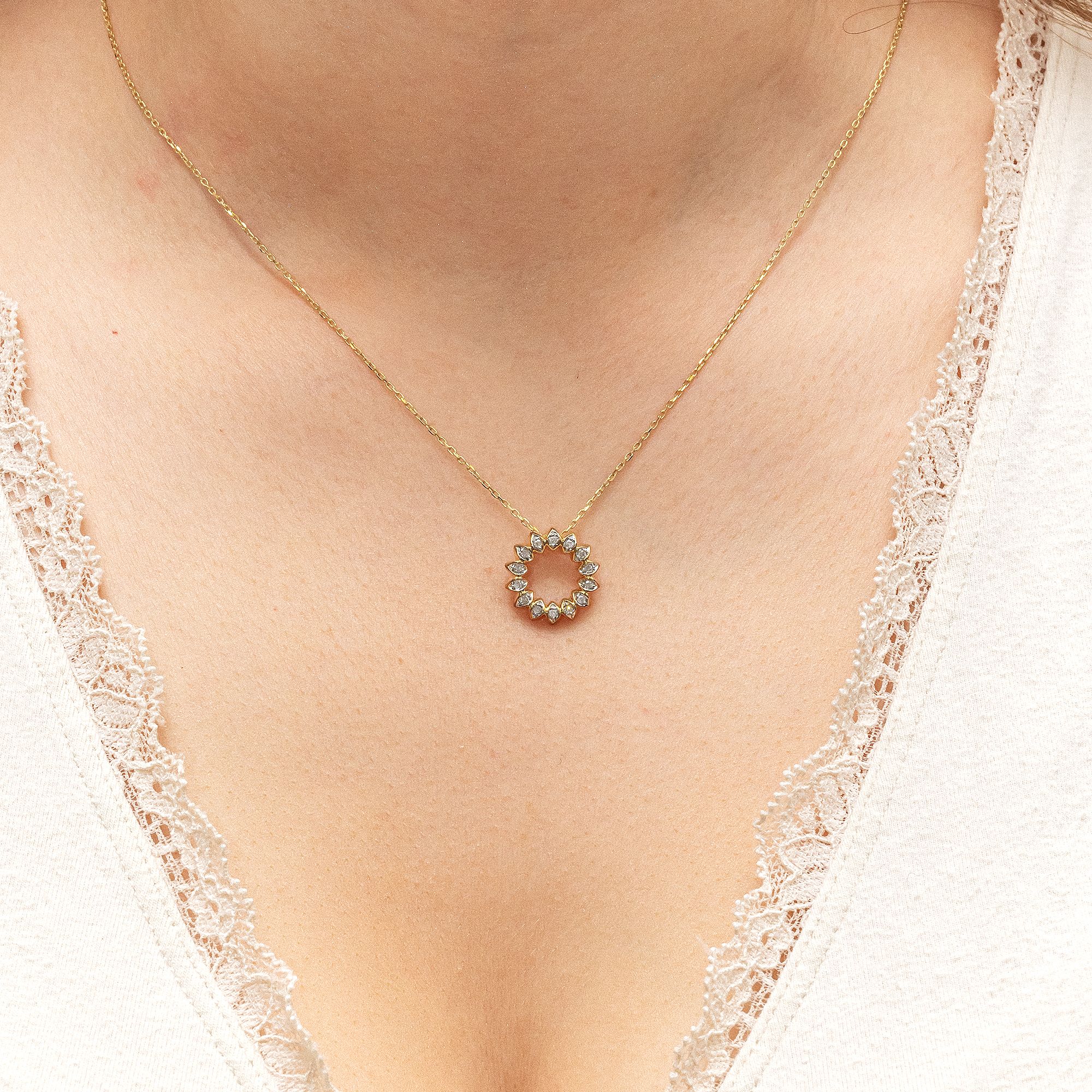 Diamonds by Ellen K. Halskette Gold 375 zweifarbig mit 14x Diamant zus. 0,10ct.