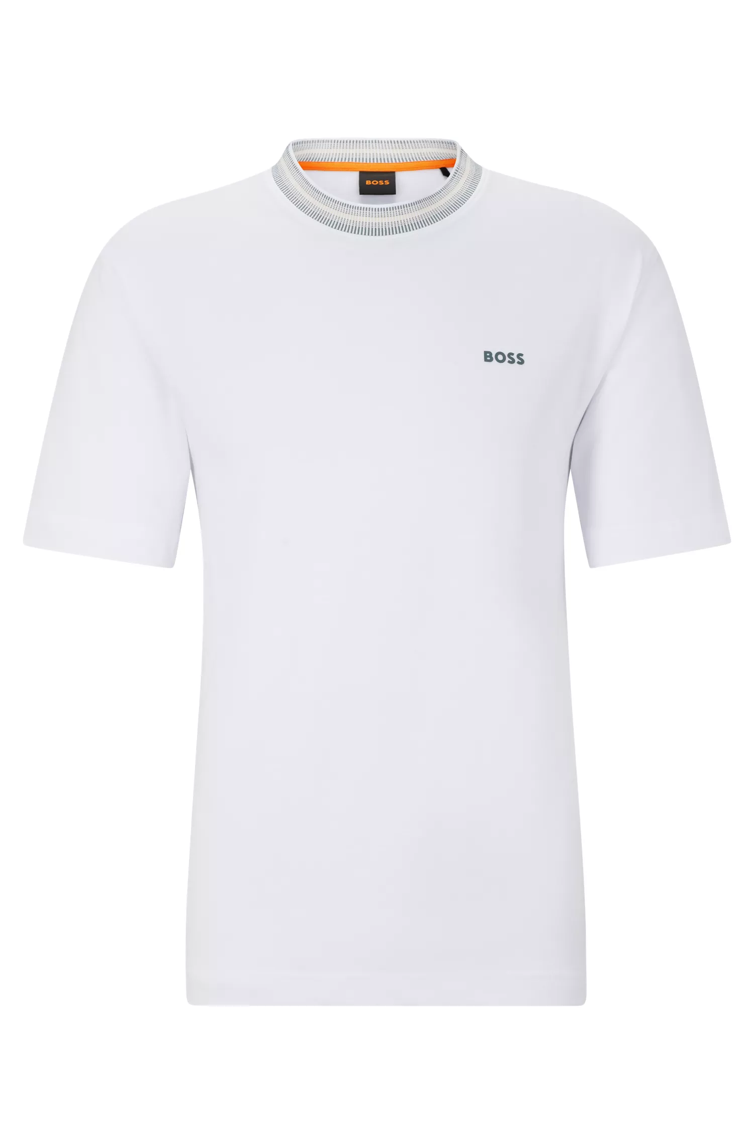 Camiseta BOSS laranja, modelagem relaxada, em algodão com estampa de logo em alta definição.