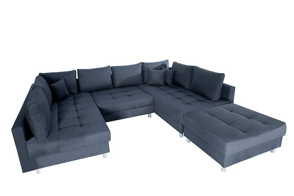 Moderne XXL Wohnlandschaft KENT 305cm anthrazit Federkern Bigsofa inkl. Hocker