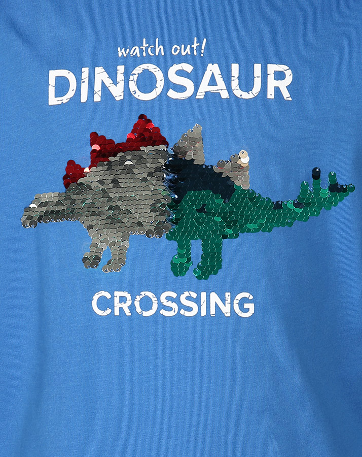Langarmshirt DINOSAUR CROSSING mit Wendepailletten in royalblau