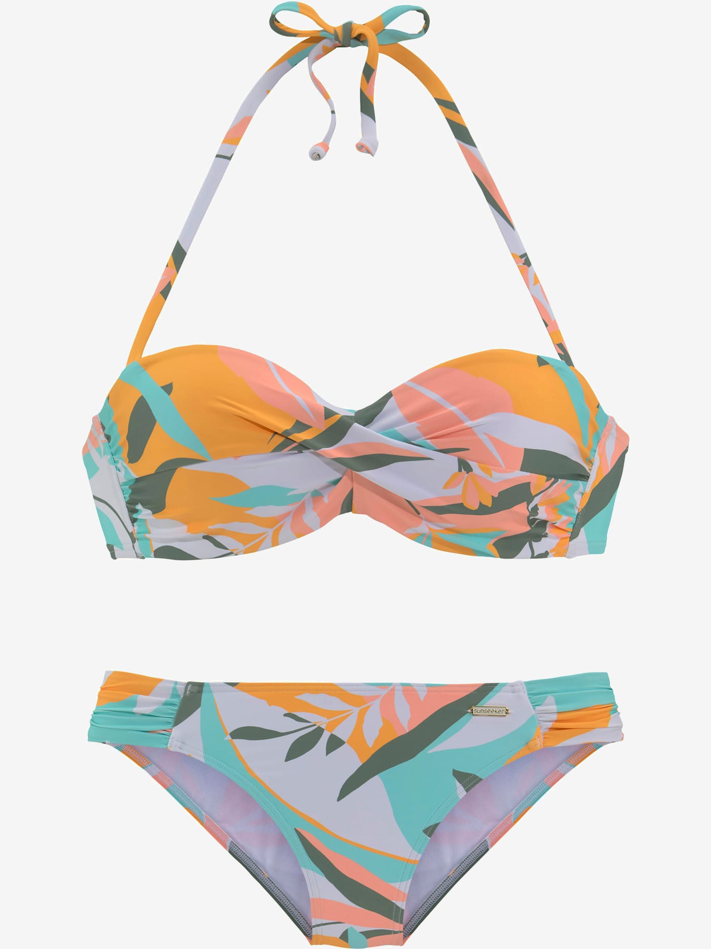 Maillot de bain bandeau à armatures imprimé abstrait