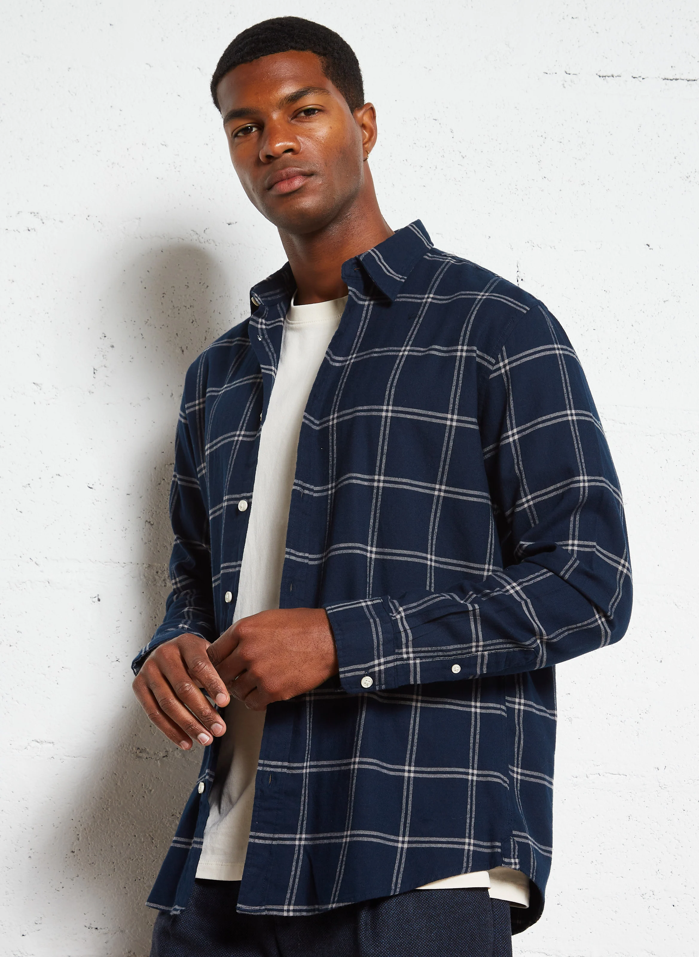 Chemise regular col classique en coton | Bleu