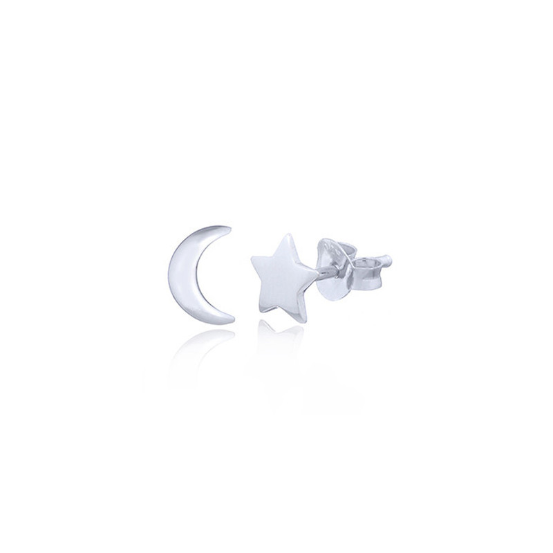 Puces en argent forme lune et étoile