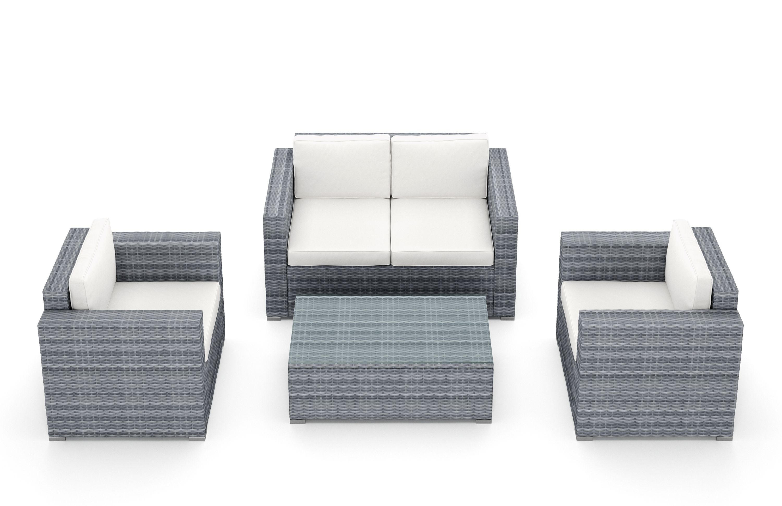 Rattanlounge VENEZIA grau/beige