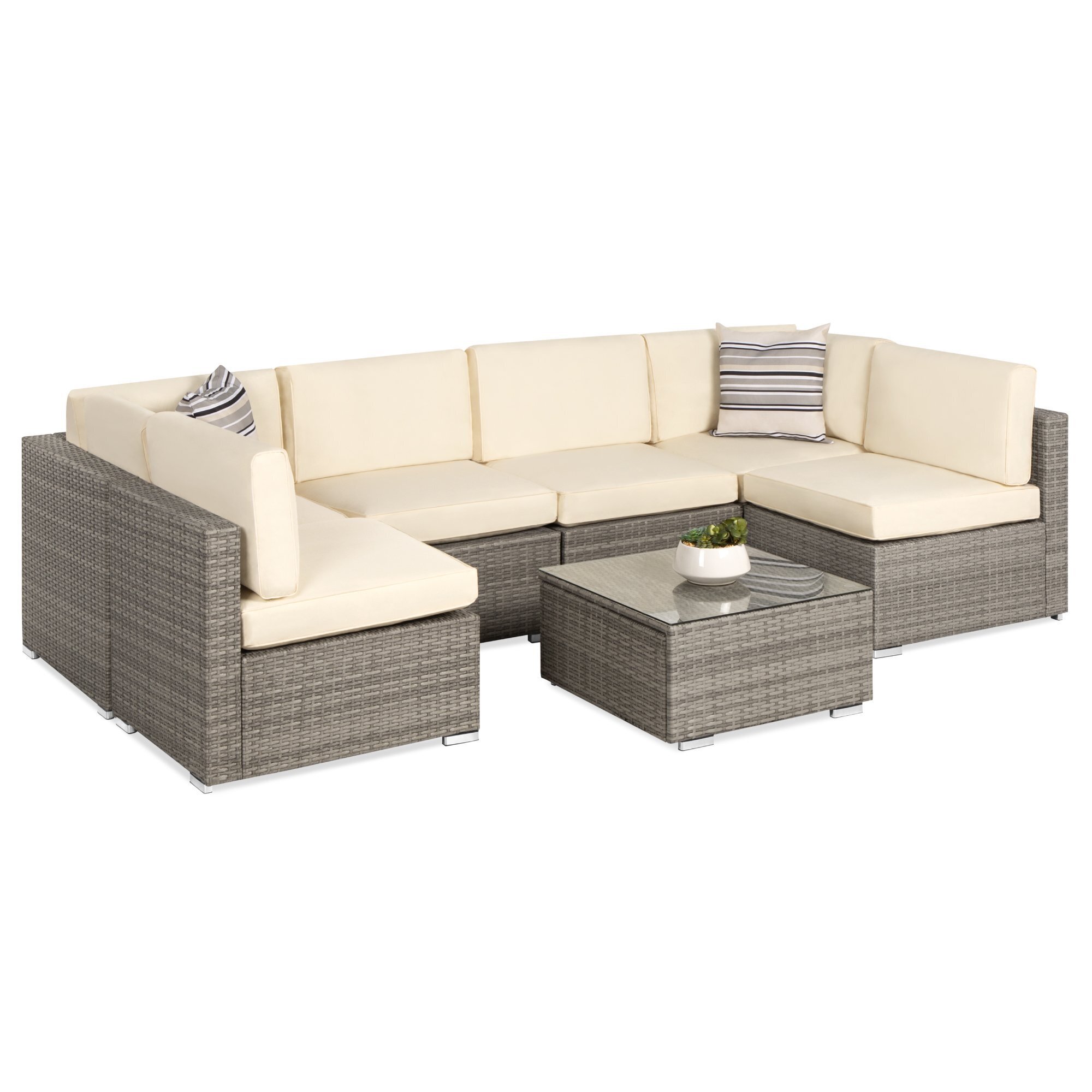 Best Choice Products 7-Piece Modular Outdoor Conversational Furniture Set, Wicker Sectional Sofas