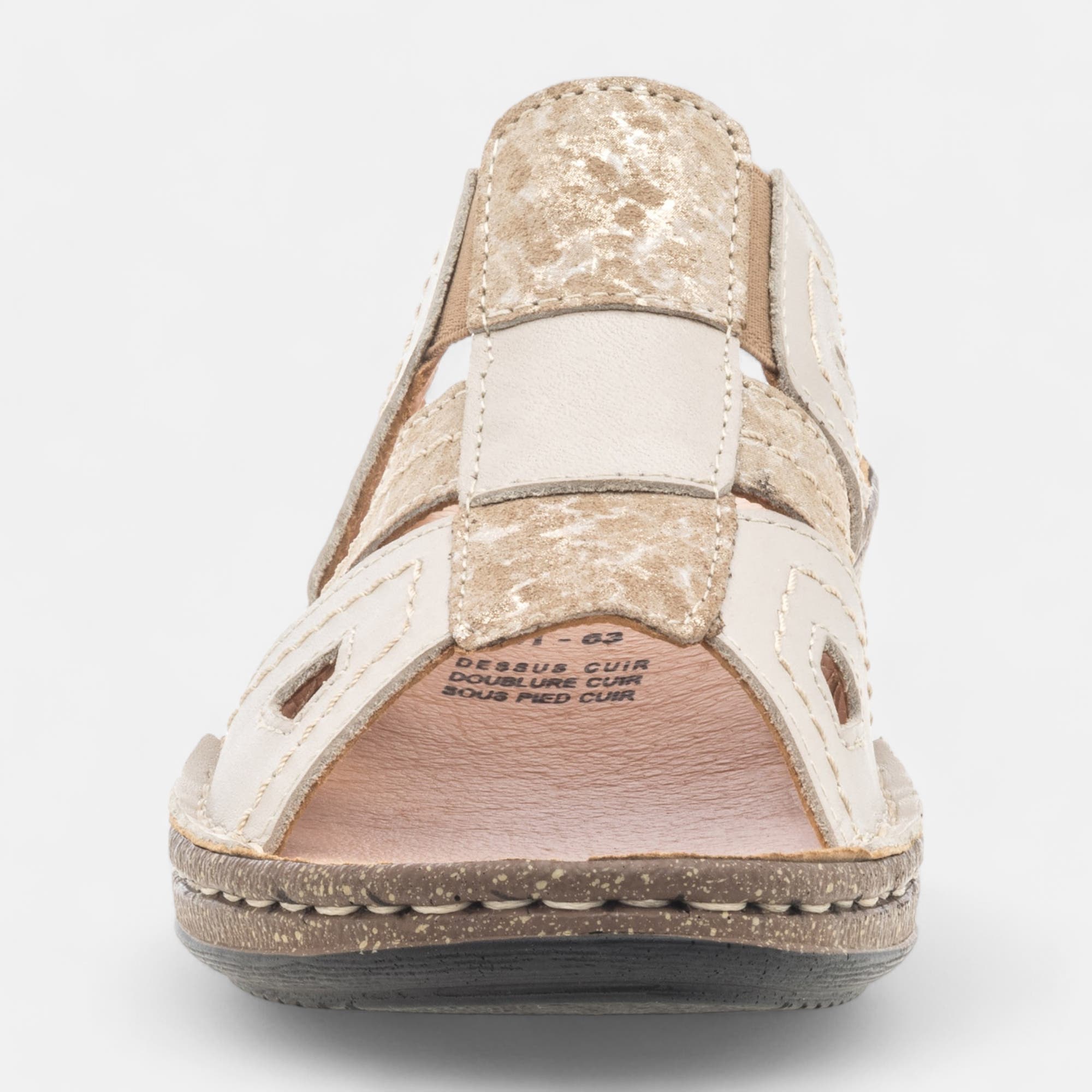 Nu-pieds confort Femme en cuir beige