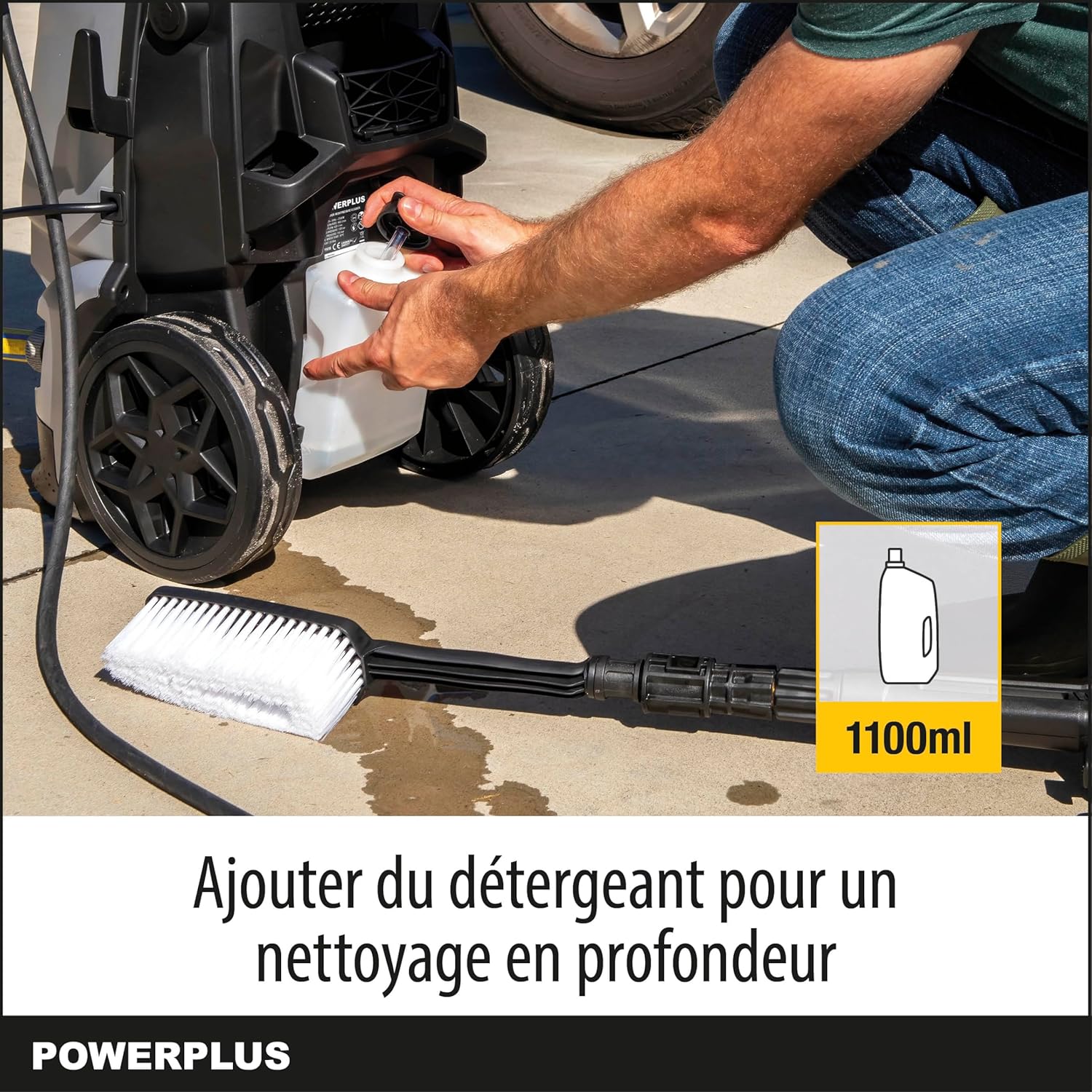 Powerplus Elektrischer Hochdruckreiniger POWXG90426-2500 Watt Terrassenreiniger, Start/Stopp-Funktion, Max. 195 Bar Druck und 50°C Temperatur, 8 m Schlauch und Zubehör inbegriffen