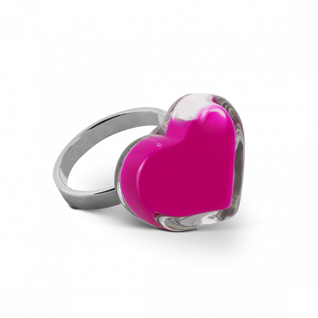 Bague en verre soufflé - Coeur Nano Milk