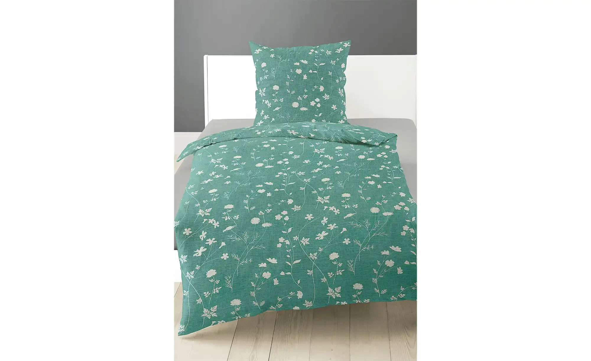 Como Green Mako Satin Bettwäsche Floral