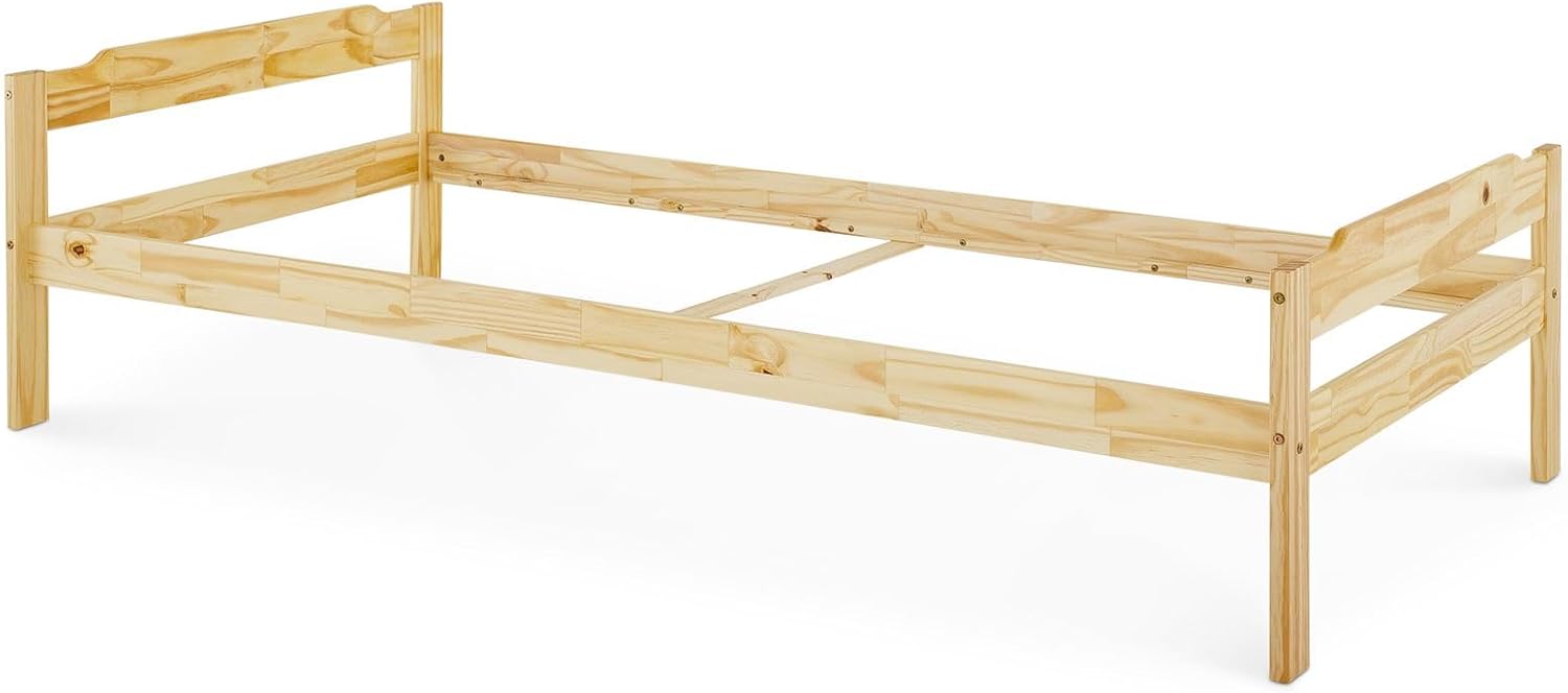 IDIMEX Massivholzbett Moritz aus Kiefer Massivholz 90x200 cm, Natur - Einzelbett kür Kinderzimmer, Tagesbett Jugendbett, einfaches Gästebett, Bettgestell lackiert