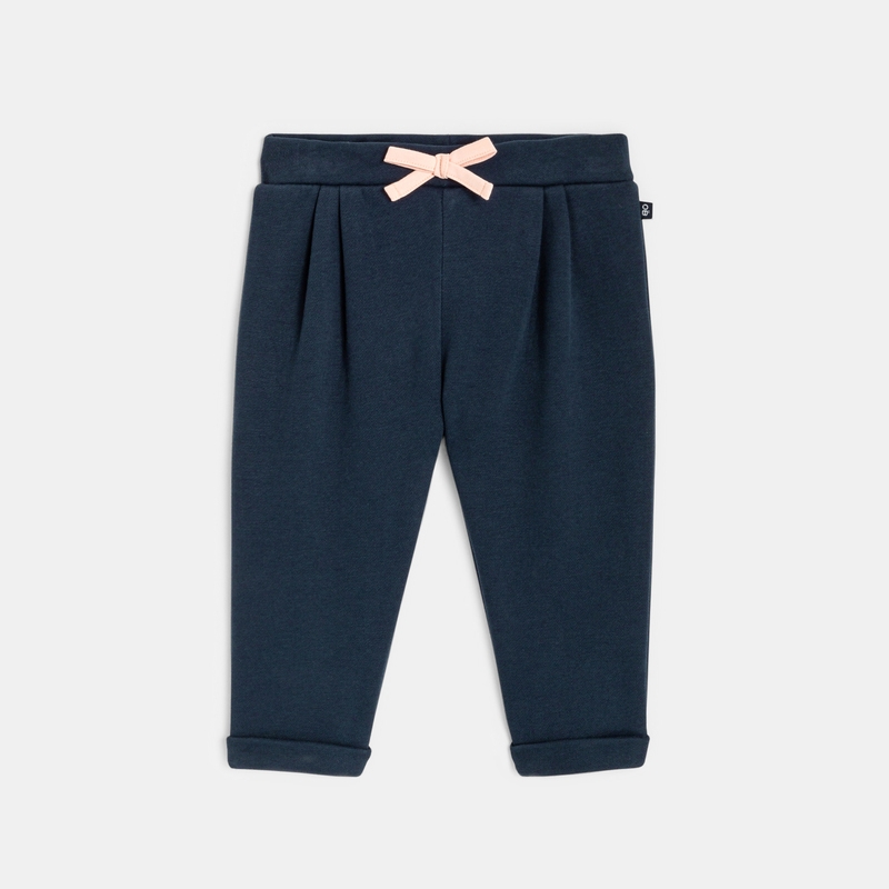 Pantalon molleton fleuri bleu bébé fille