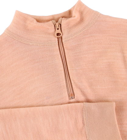 Joha Bluse - Uld/Bambus - Zipper - Fersken