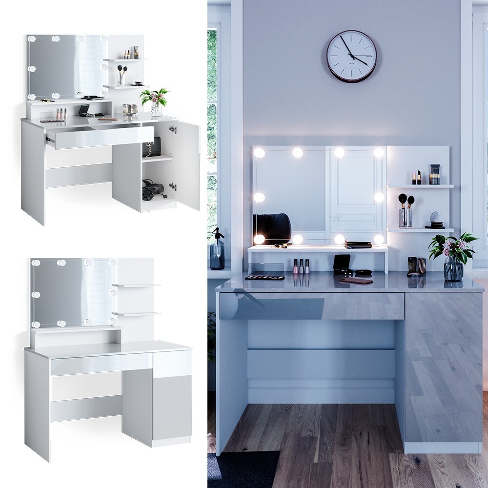Vicco Schminktisch Frisiertisch Schminkkommode Elisa LED Beleuchtung