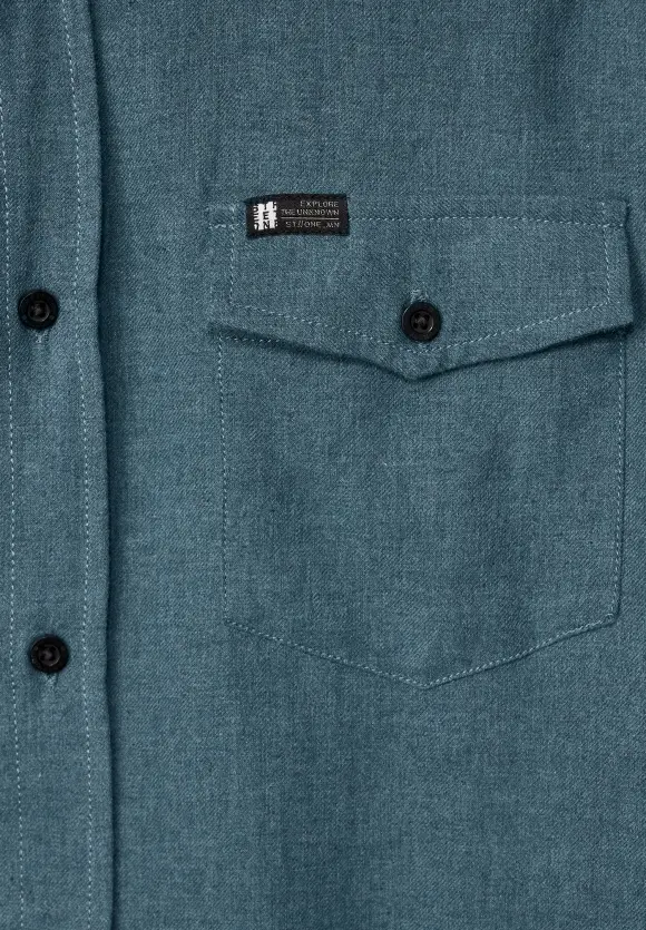 Flanellhemd in Melange - turquoise green melange