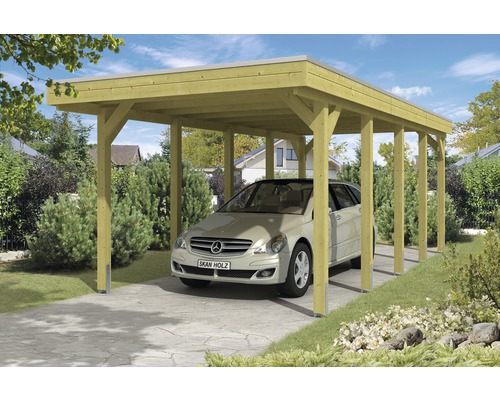 SKAN HOLZ Friesland enkele carport 314x708 cm met dompelgeïmpregneerd aluminium dak
