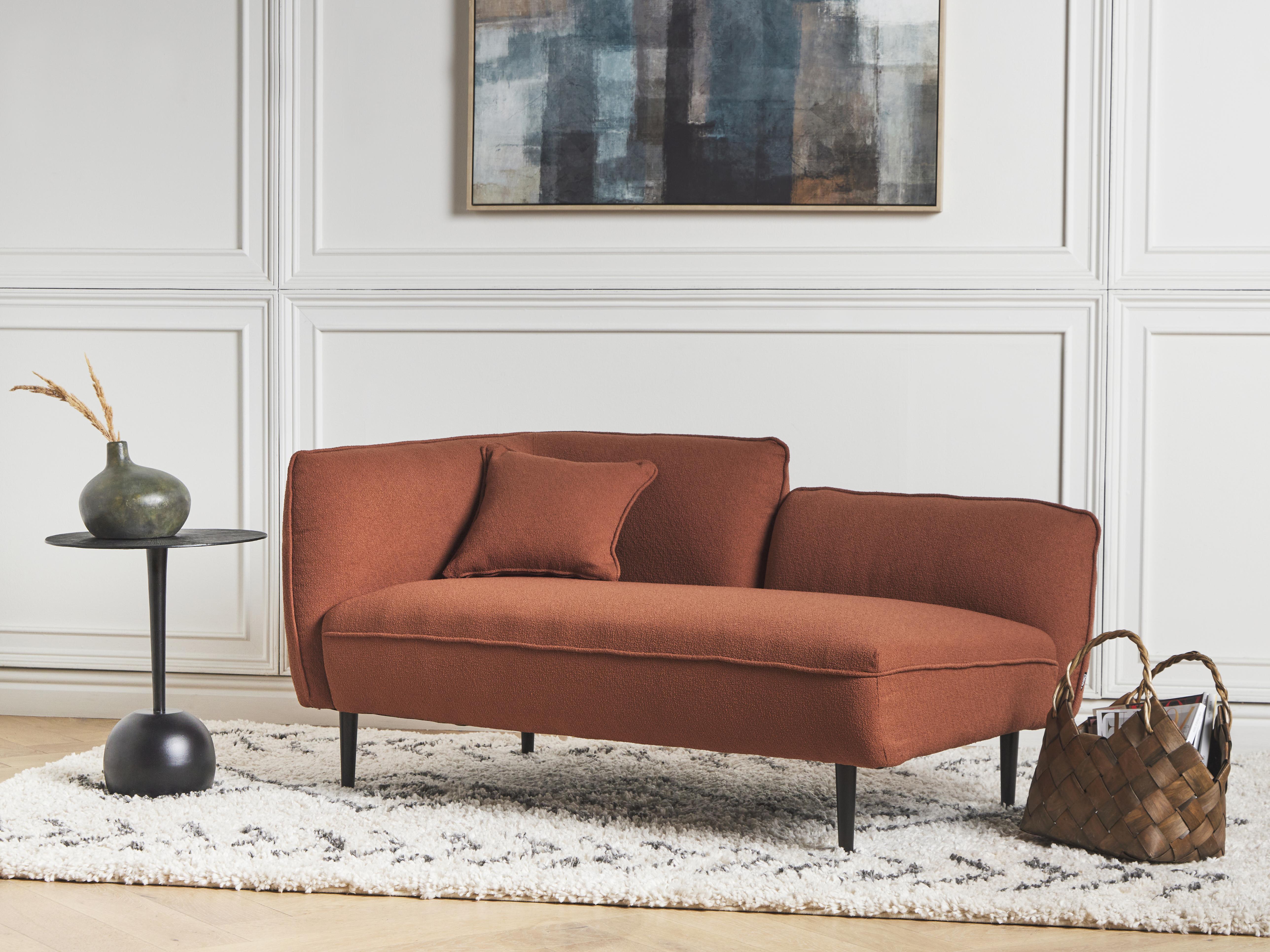 Linkszijdige chaise longue CHEVANNES Bouclé Donkerrood