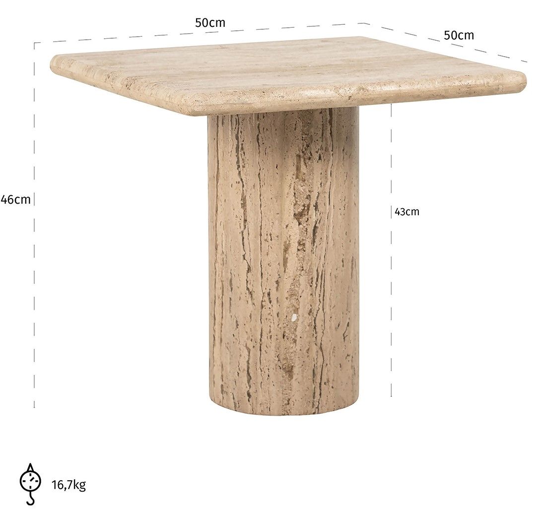 Bijzettafel 212222 Hampton B50 x D50 x H46 cm