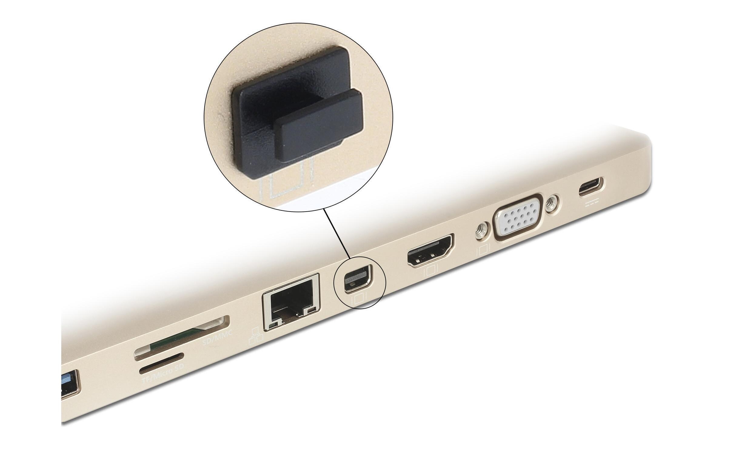 Staubschutz Mini DP f mit Griff 10 Stk. Schw.Staubschutz für USB-Buchse