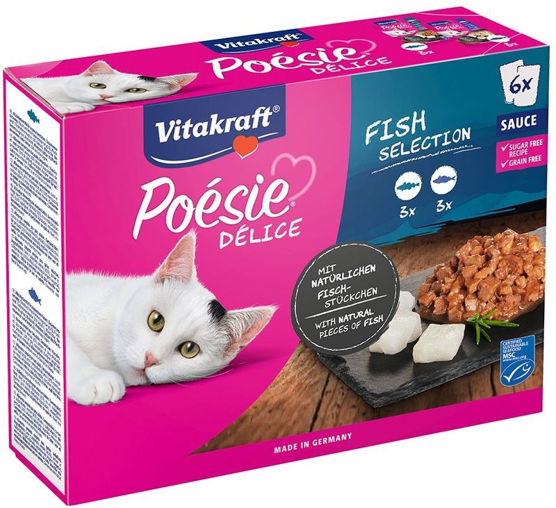 Vitakraft - Poésie DéliSauce - Kattenvoer - 6x85g - Vis-Mix