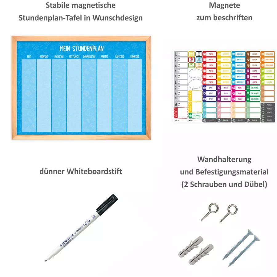 Nikima Stundenpläne magnetischer Stundenplan beere mit 90 Magneten dunkelrot