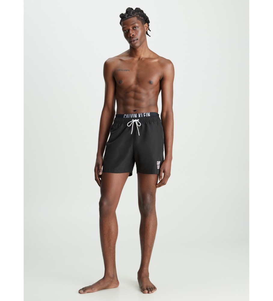Calção de banho Calvin Klein Intense Power com cós duplo, preto.
