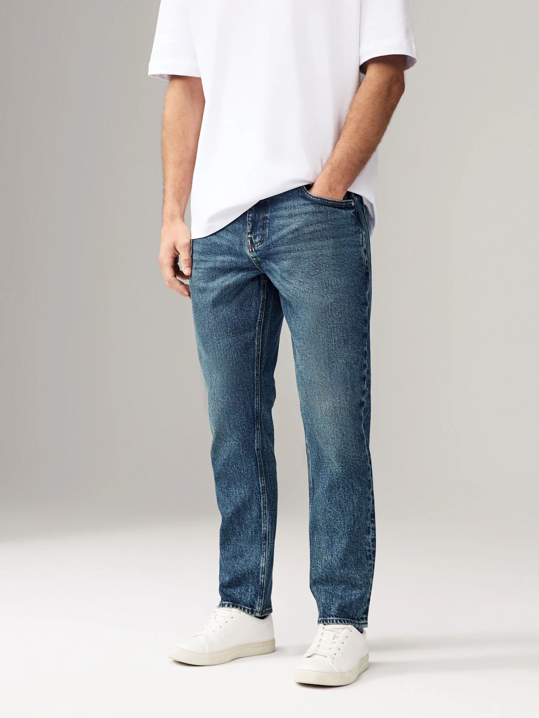 Blauw - Slim Fit - Vintage wash denim jeans