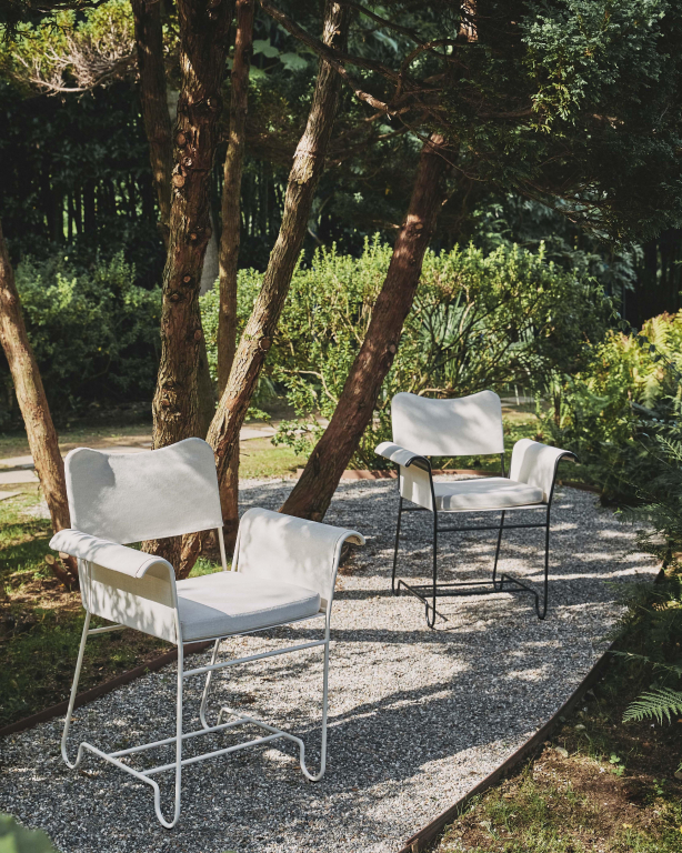 Gubi Tropique tuinstoel wit frame leslie/limonta stripe 12