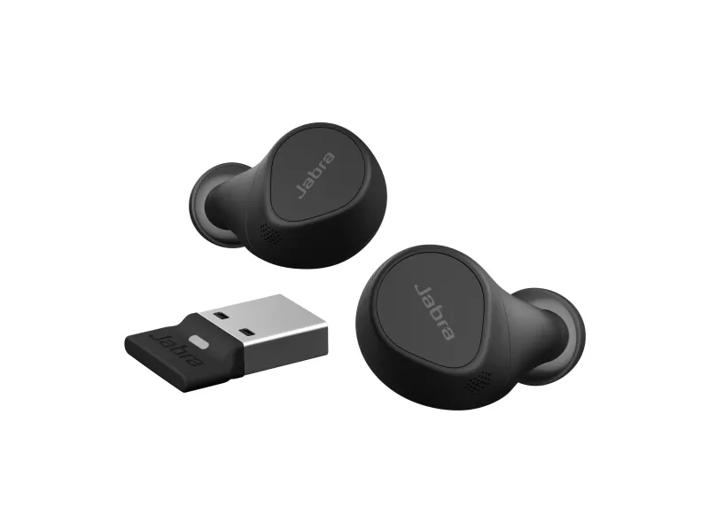 Jabra Evolve2 Buds UC - Ægte trådløse øretelefoner med mik. - i øret - Bluetooth - aktiv støjfjerning - USB-A via Bluetooth adapter - støjisolerende - sort - Zoom Certified, Optimeret til Google Meet