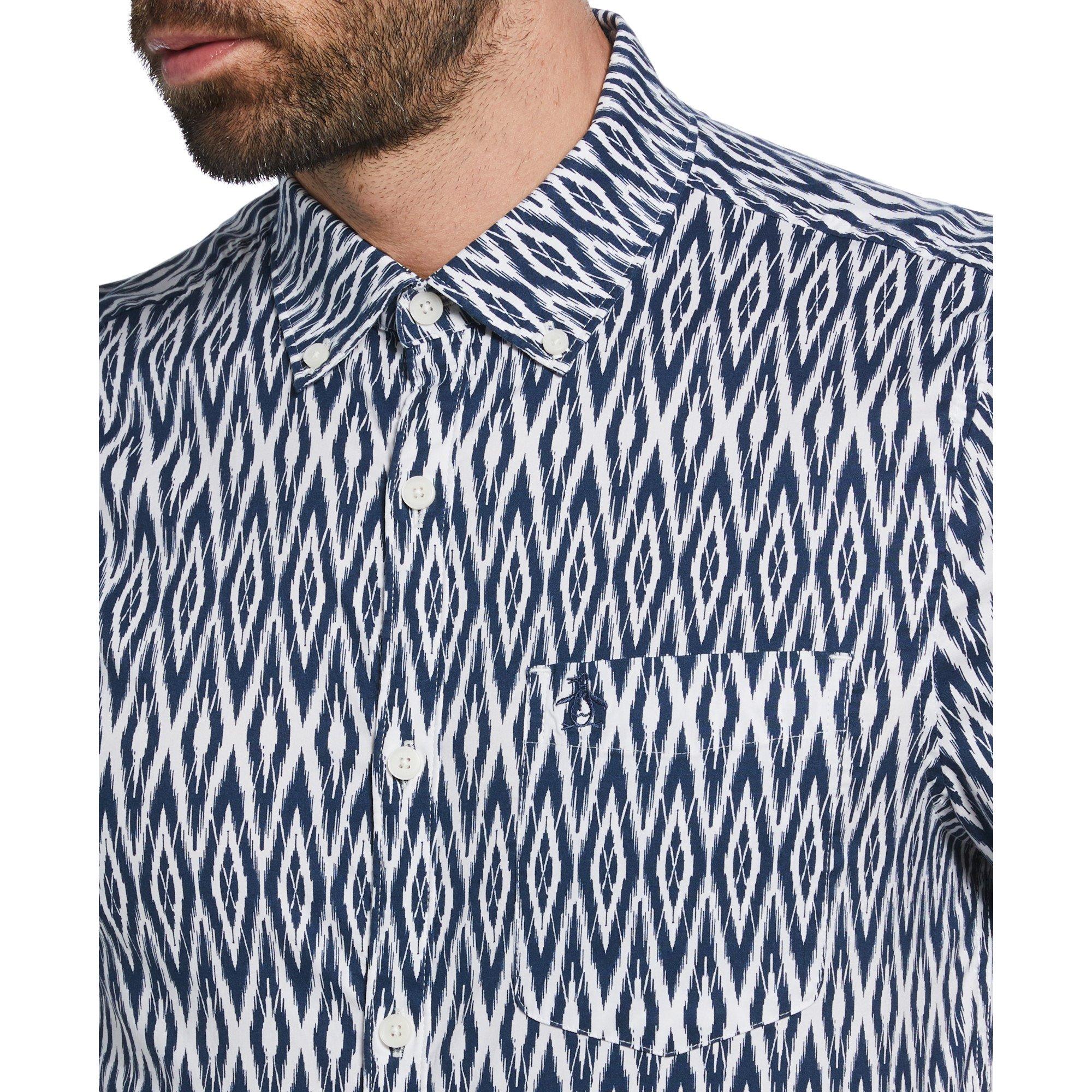 Original Penguin All Over Diamond Print Shirt Mens