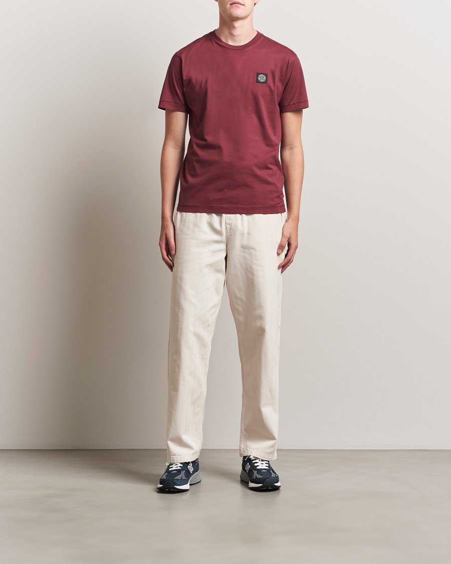Stone Island Garment Dyed Cotton Jersey T-Shirt Burgundy