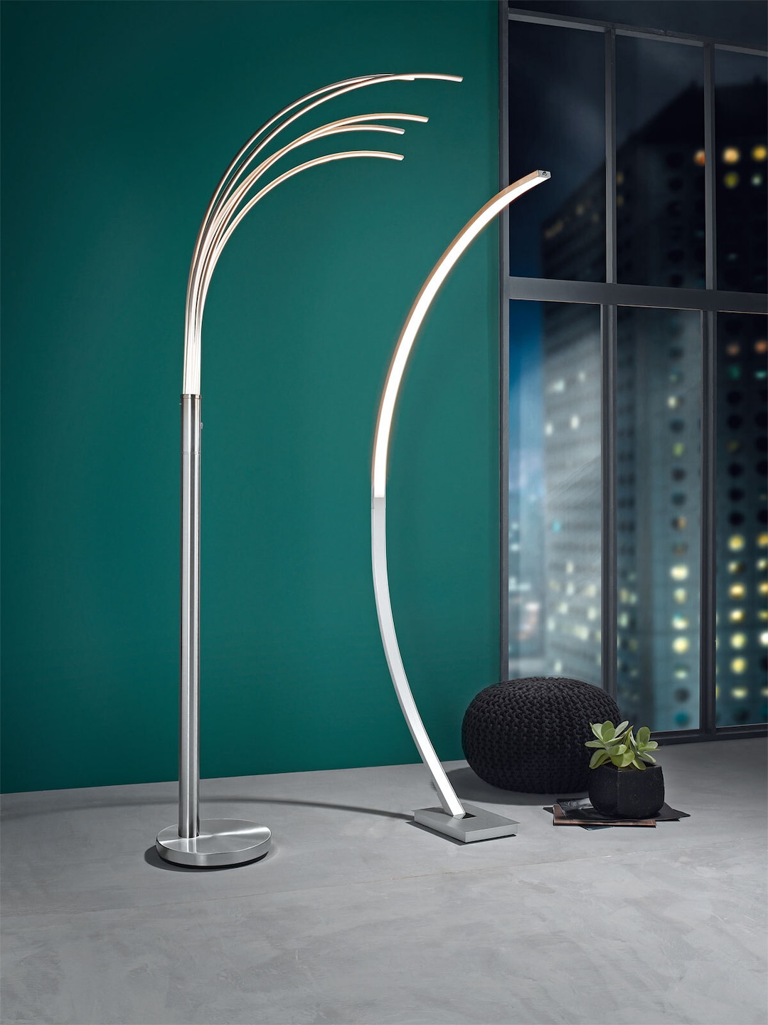 LED Stehlampe ECLIPSE 5 flg 208 cm Metall silberfarbig