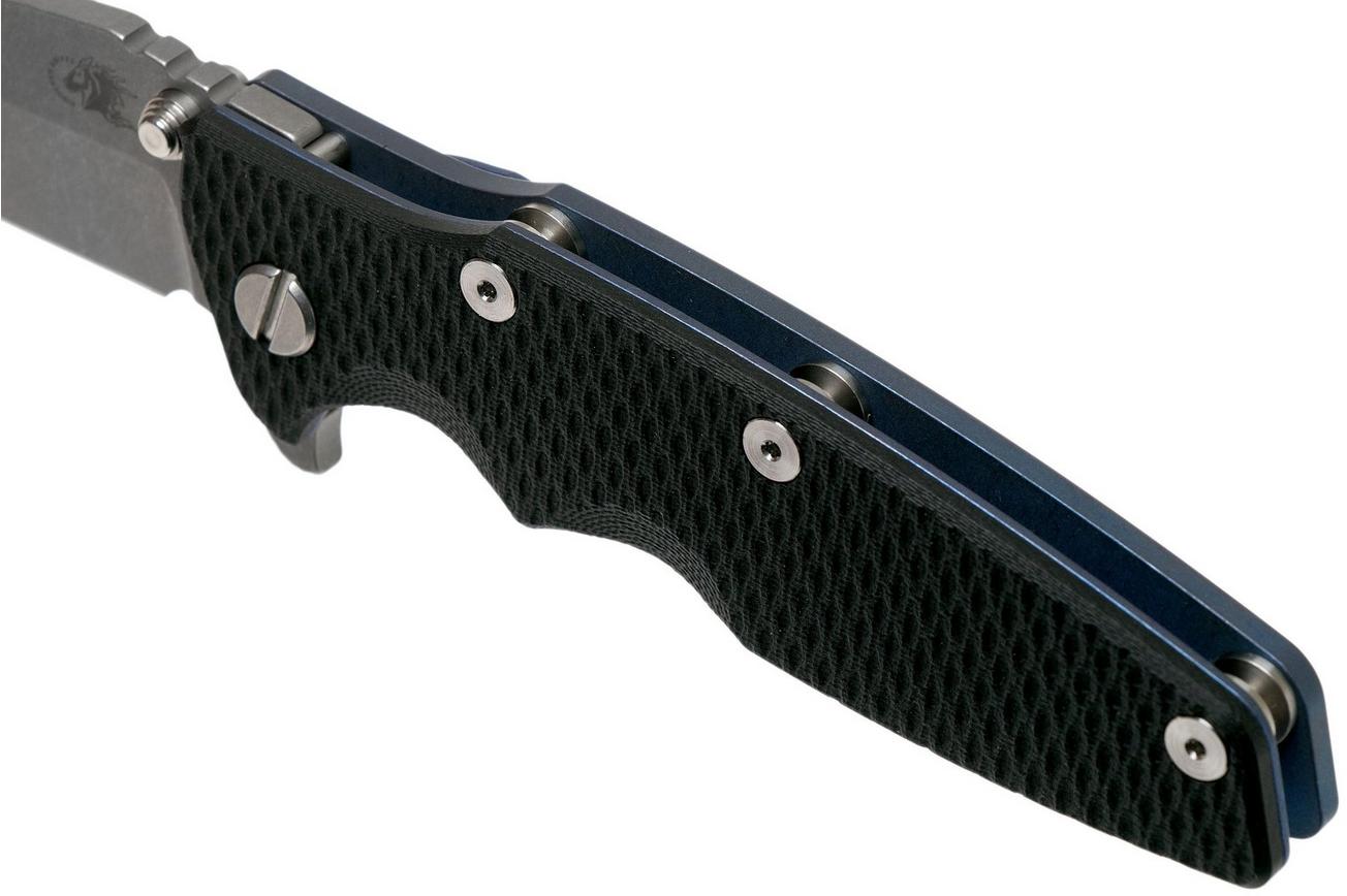 Rick Hinderer Eklipse 3.5” Harpoon Tanto, CPM 20CV, Battle Blue, Black G10 zakmes