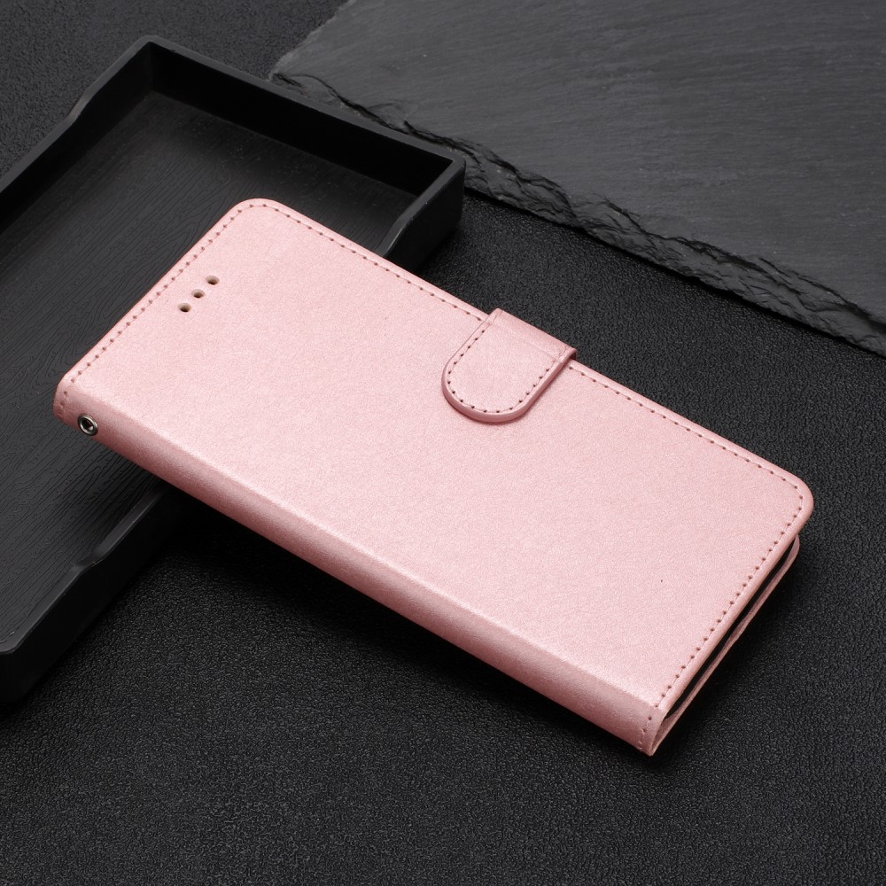 iPhone 15 Pro Leder Tasche Flipcover Wallet mit Kartenfächern - Roségold