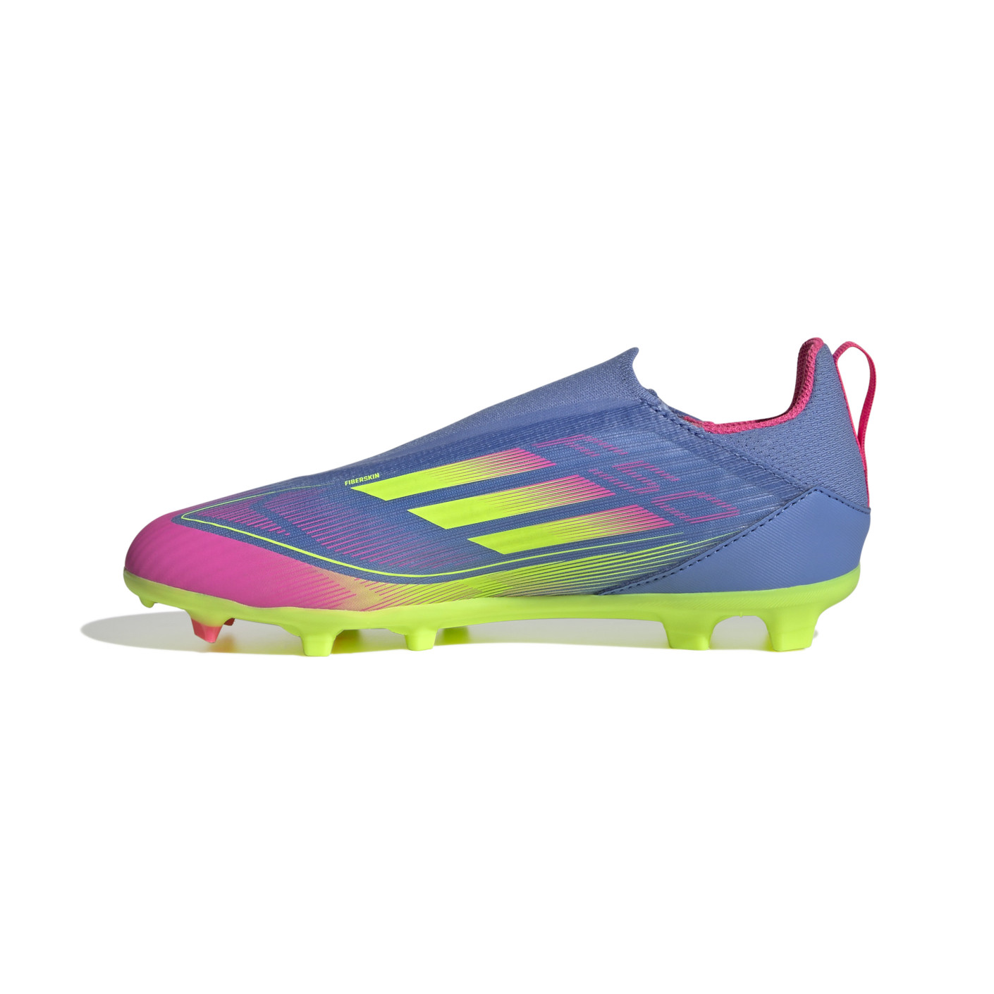 Adidas F50 League Veterloze Gras / Kunstgras Voetbalschoenen (MG) Kids Blauw Neongeel Roze