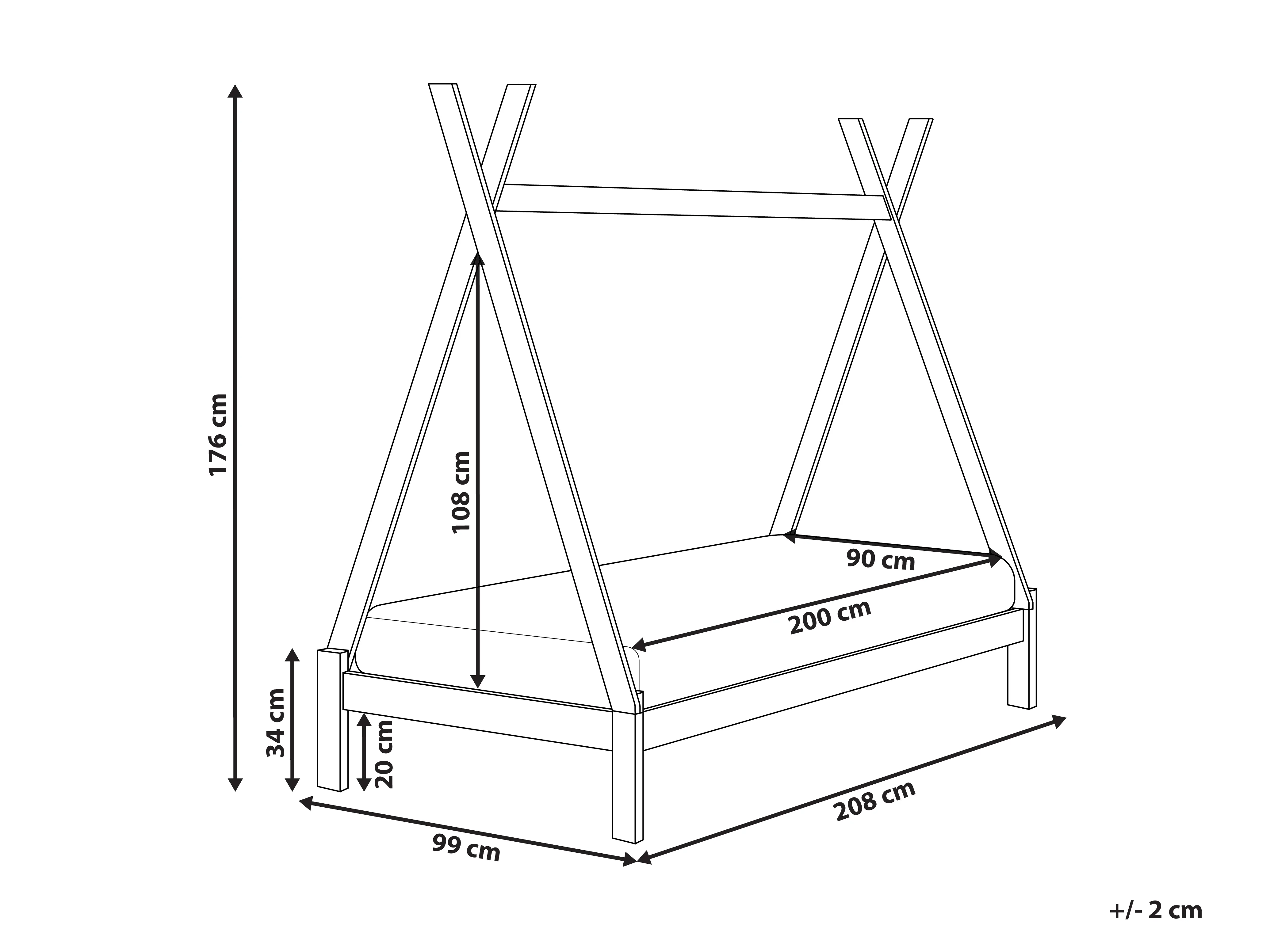 Kinderbed Tent Dennenhout DEVAY 90 x 200 cm Wit