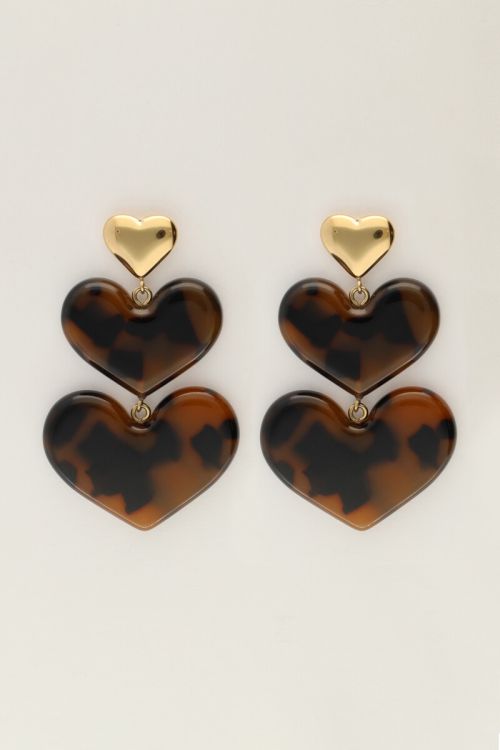 Statement oorhangers met panterprint hartjes