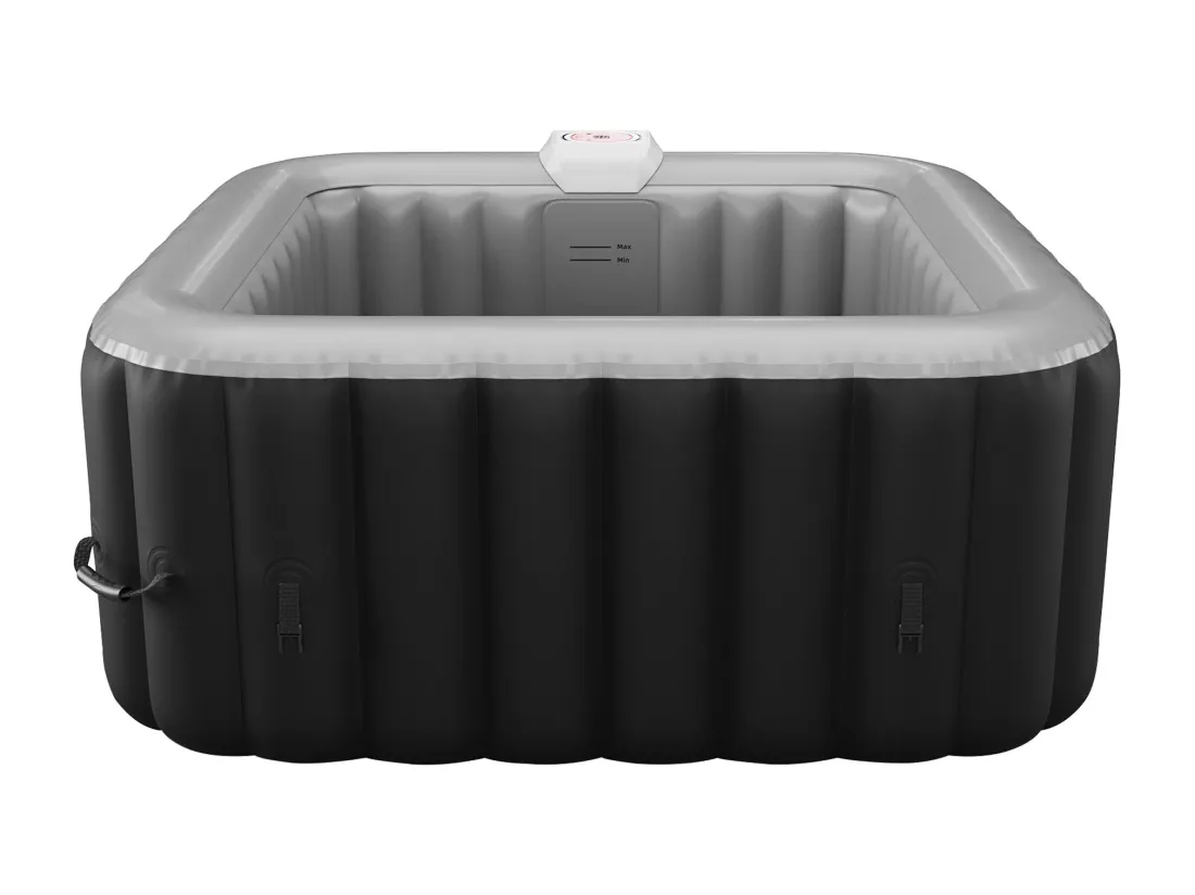 Spa gonflable carré 4 places - L154 x P154 x H65 cm - 120 buses d'air - Noir et gris - B-COSY II