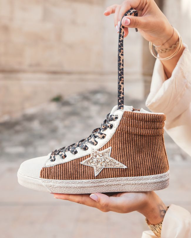 Basket femme montante camel étoile - Cassis