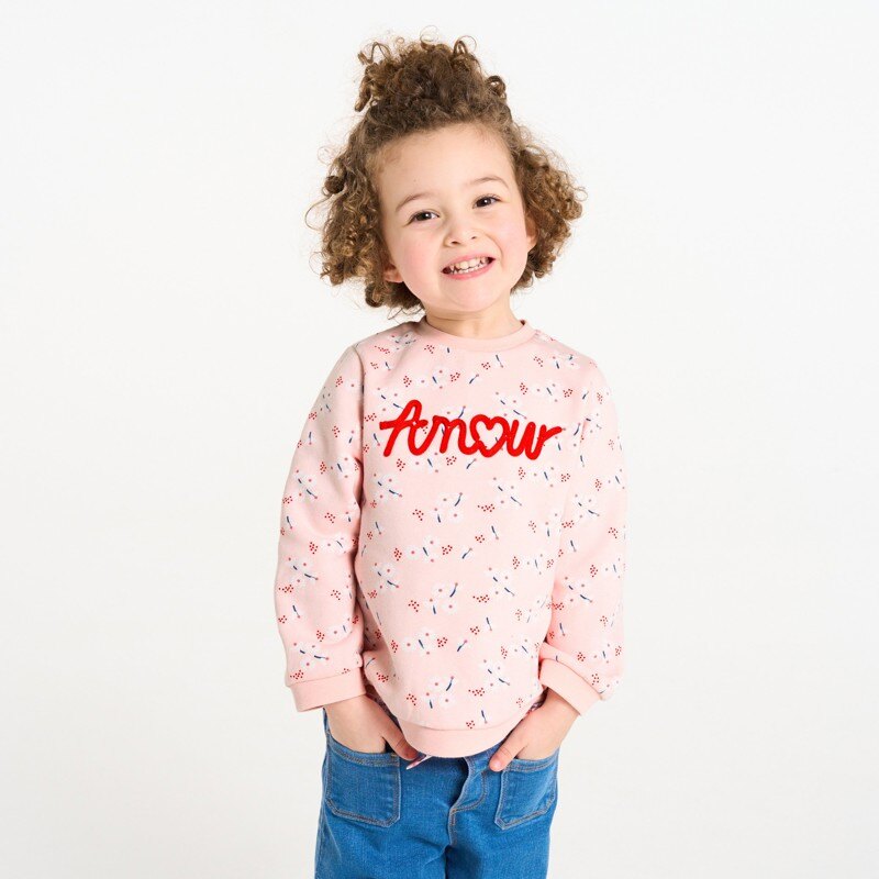 Sweat molleton imprimé et legging rose bébé fille Rose