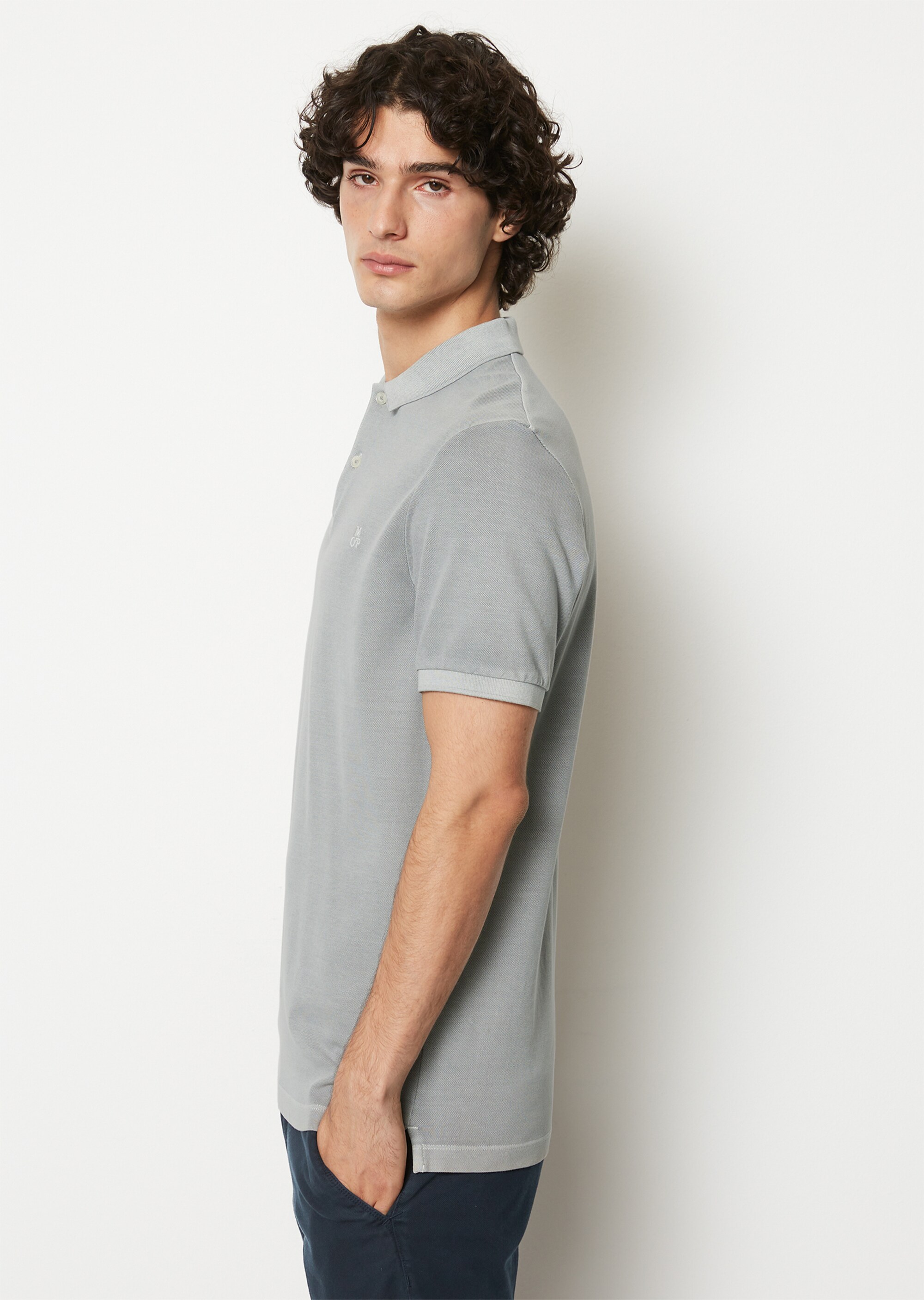 Kurzarm-Poloshirt Piqué shaped aus Organic Cotton-Stretch