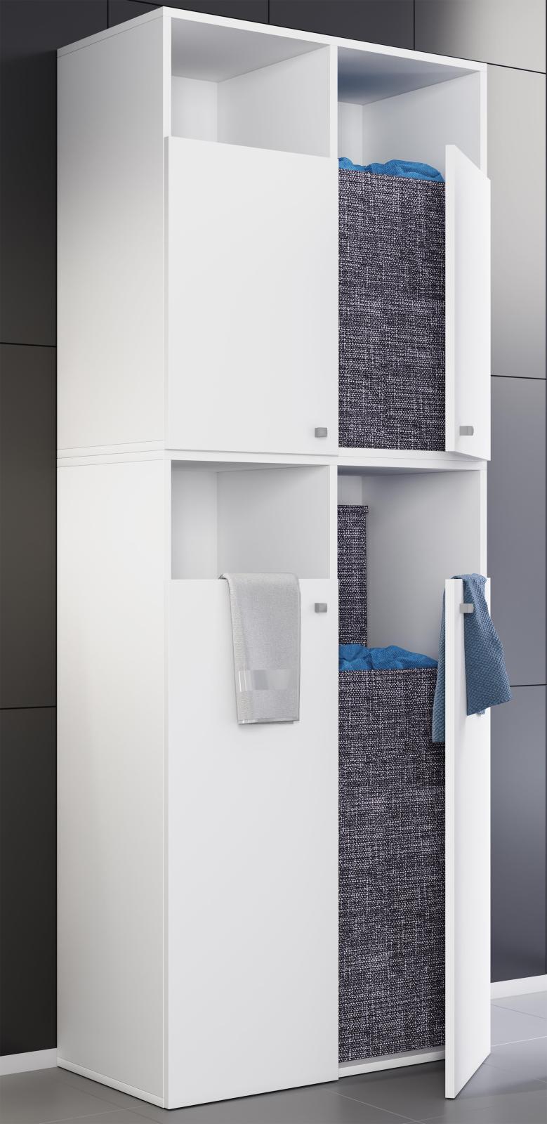 Wäscheschrank DRESO XXL - weiß - 80 cm breit