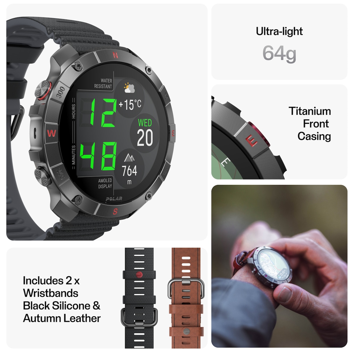 Polar Grit X2 Pro Sport Watch M/L (Titan/Stål)