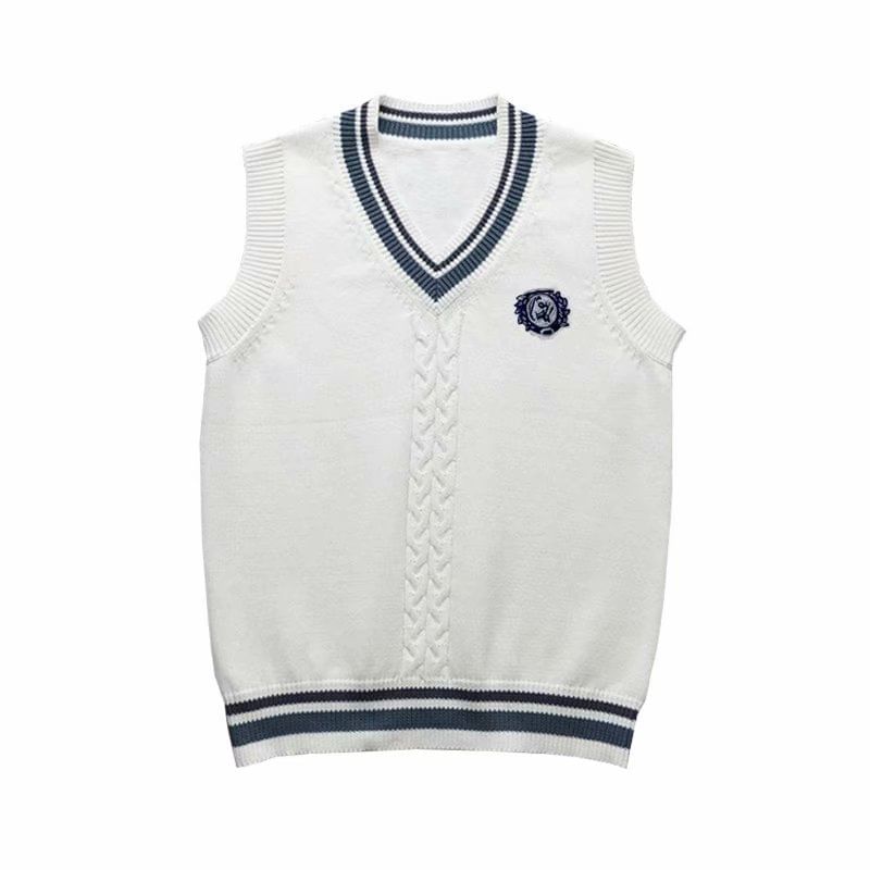 Acrius - Geborduurd sweatervest met V-hals en logo